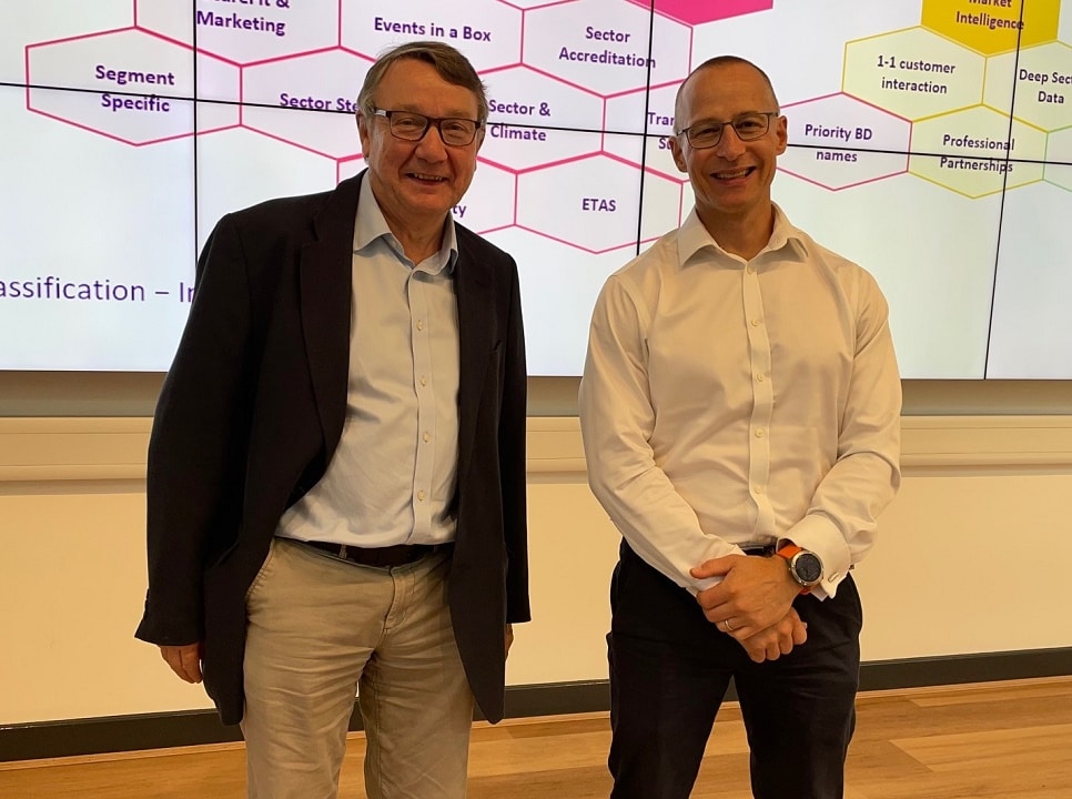 Bruce Potter (left) and Barrie Davison at Bruntwood SciTech’s Innovation Birmingham Campus.