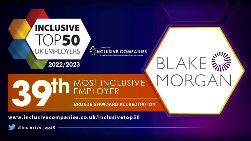Inclusive employers guide ranking Blake Morgan in the top 50 logo.